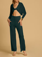 Knotted Cropped Top In Soft Ribbed Knit