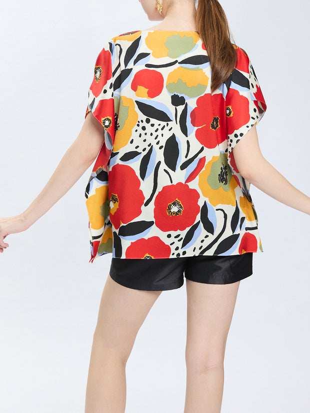 Graphic Floral Print Butterfly Top