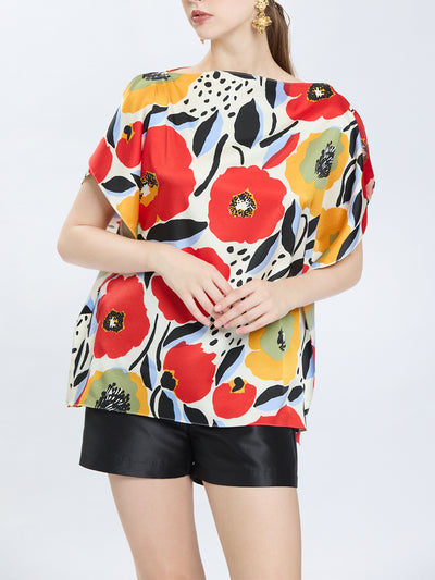 Graphic Floral Print Butterfly Top