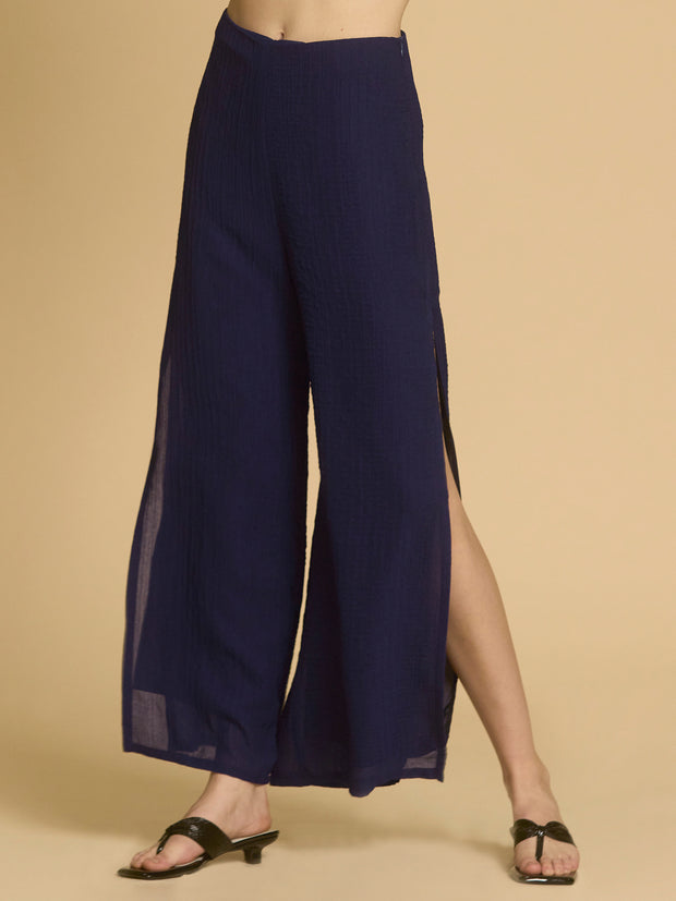 Wide Long Wrap Pants in Crinkle Chiffon