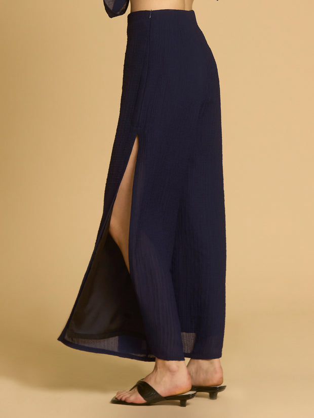 Wide Long Wrap Pants in Crinkle Chiffon