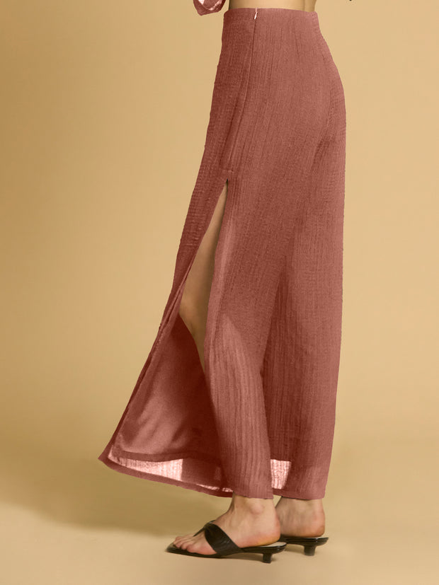 Wide Long Wrap Pants in Crinkle Chiffon