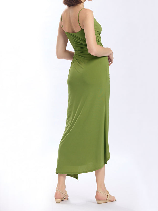 Camisole Ruched Asymmetric Wrap Dress