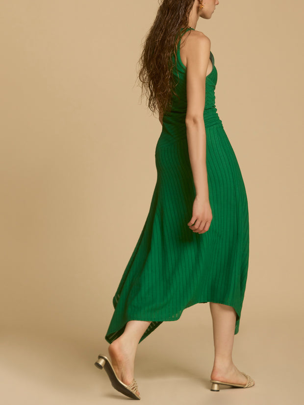 Asymmetric Cap Sleeve Long Dress