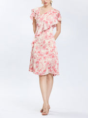 Floral Print Flounce Short Dress