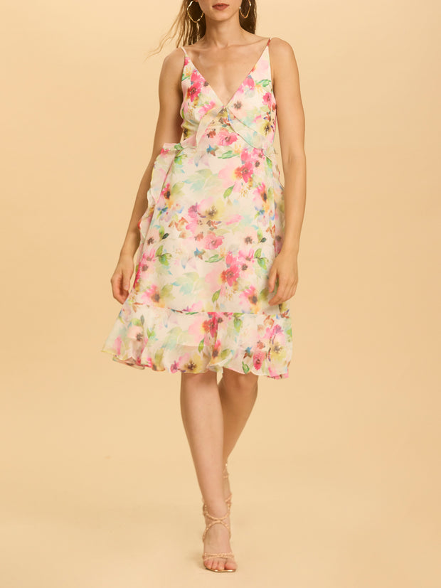 Floral Print Camisole Knee Length Dress