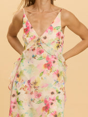 Floral Print Camisole Knee Length Dress