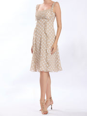 Polka Dot Printed Chiffon Sleeveless Short Dress