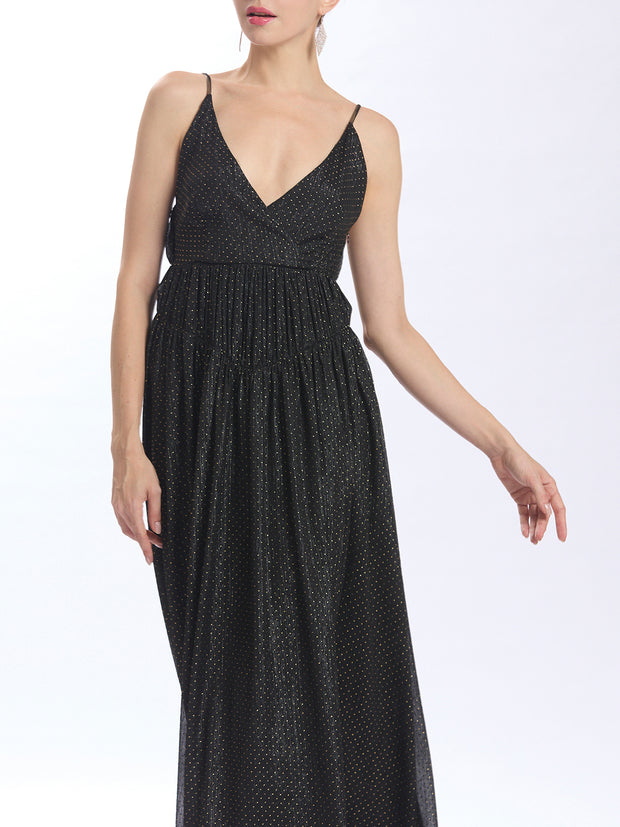 Camisole Long Tier Dress With Gold Strap