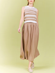 Pleated Long Skirt in Light Weight Knit