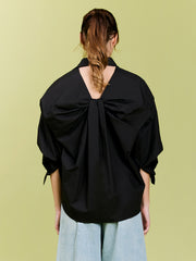 Back Cut-Out Elasticated Sleeves Oversized Shirt