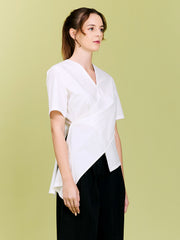 Short Sleeves Asymmetric Blouse