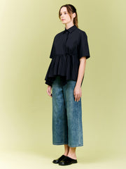 Asymmetric Gathered Oversize Shirt