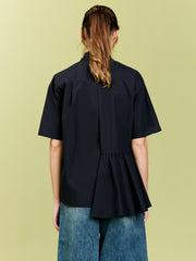 Asymmetric Gathered Oversize Shirt