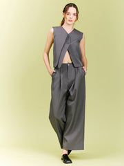 Pleated Straight Leg Tailored Pants