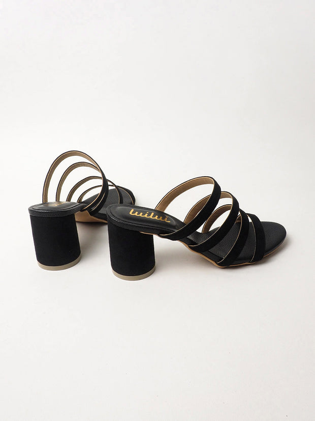 CYNDY slide sandals on cylinder heels