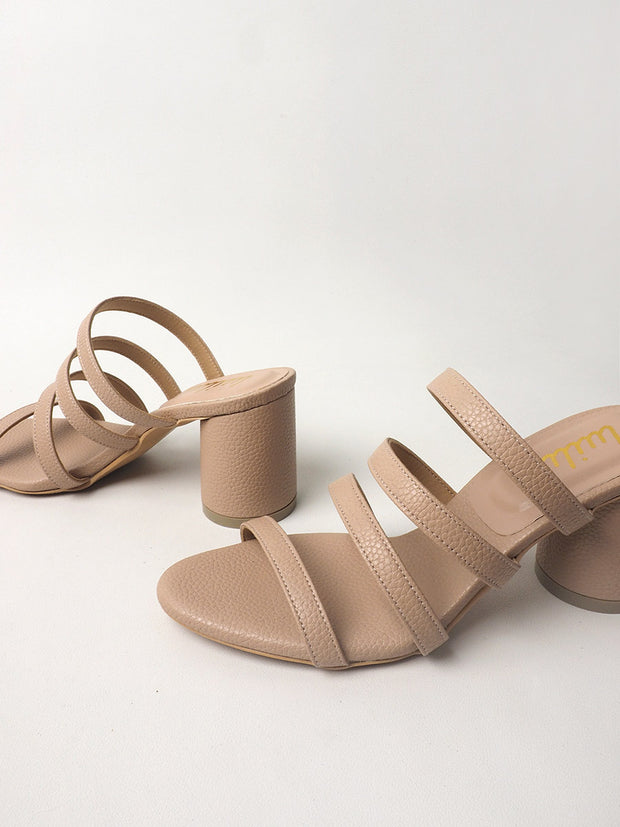 CYNDY slide sandals on cylinder heels