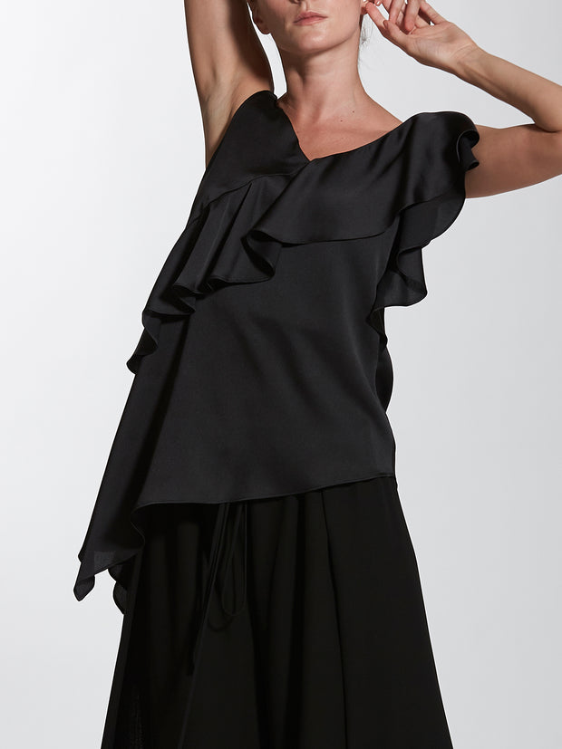 Camisole Plunge Neck Top with Flounce Detail