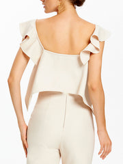 Square Neck Flounce Cropped Top