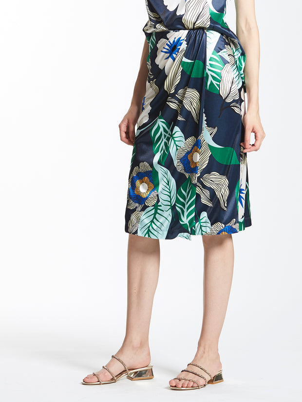 Floral Printed Wrap Front Skirt