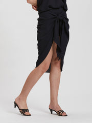 Tie Wrap Knee Length Skirt