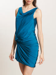 Cowl Neck Twisted Short Dress