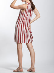 Pleated Stripes Shift Dress