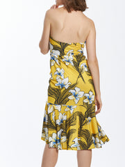 Halter Neck Dress In Hand Painted Lily