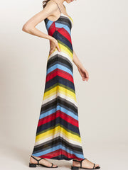 Striped Camisole Bias Long Dress