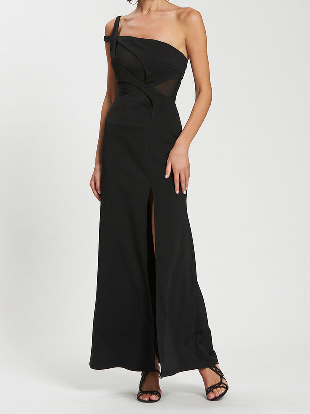 One Shoulder Long Dress With Cut-Out Detail