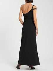 One Shoulder Long Dress With Cut-Out Detail