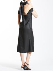 Halter Neck Calf Length Dress with Cold Shoulder Details