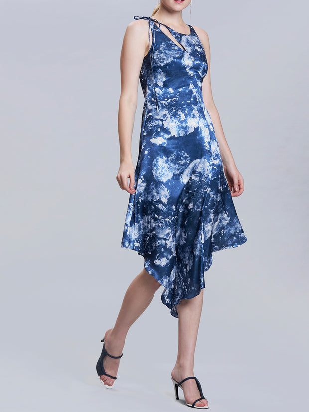 Radiographic Floral Print Sleeveless Pleated Dress