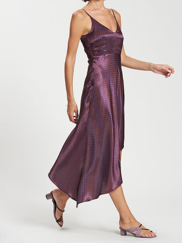 Paisley Print Camisole Bias Cut Asymmetric Dress