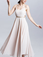 Camisole Plunge Neck Dancing Dress with Gold Sash