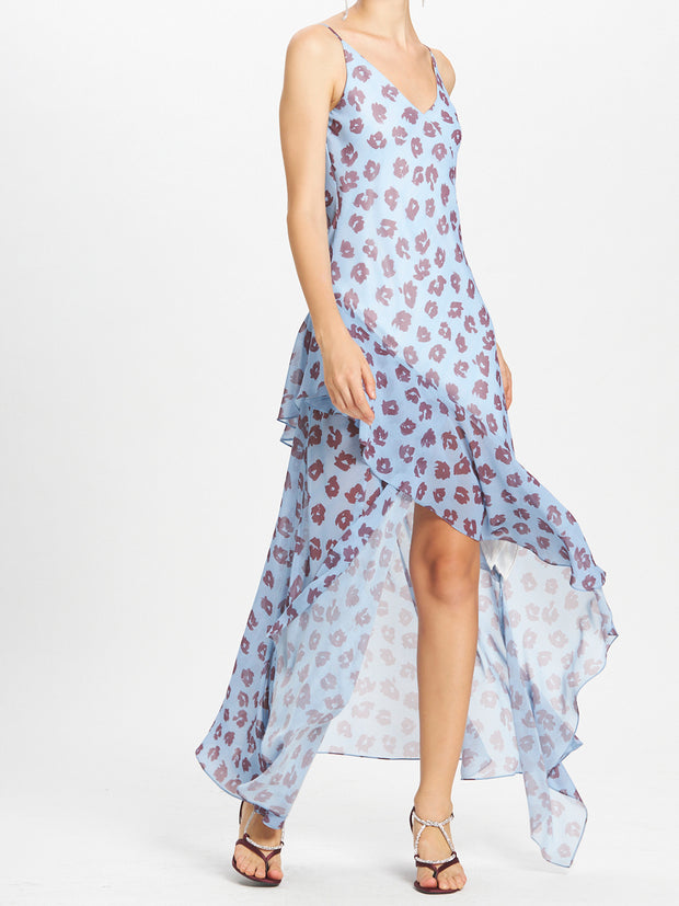 Leopard Print Camisole Bias Cut Flounce Dress
