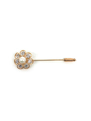 Pearl Diamante Flower Brooch