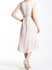 Cap Sleeves Layered Swing Dress with Draw String
