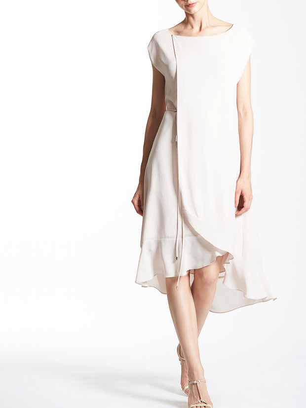 Cap Sleeves Layered Swing Dress with Draw String